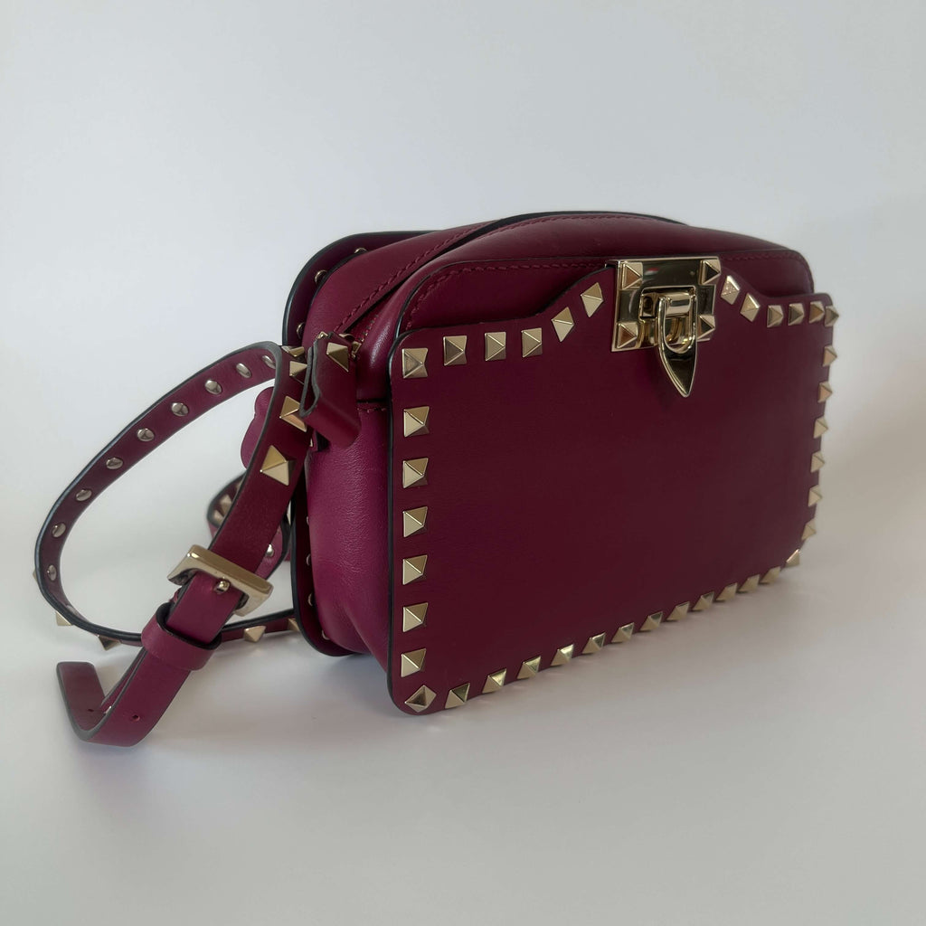 Authentic Valentino Garavani Bag Rockstud Flip Lock Camera Leather