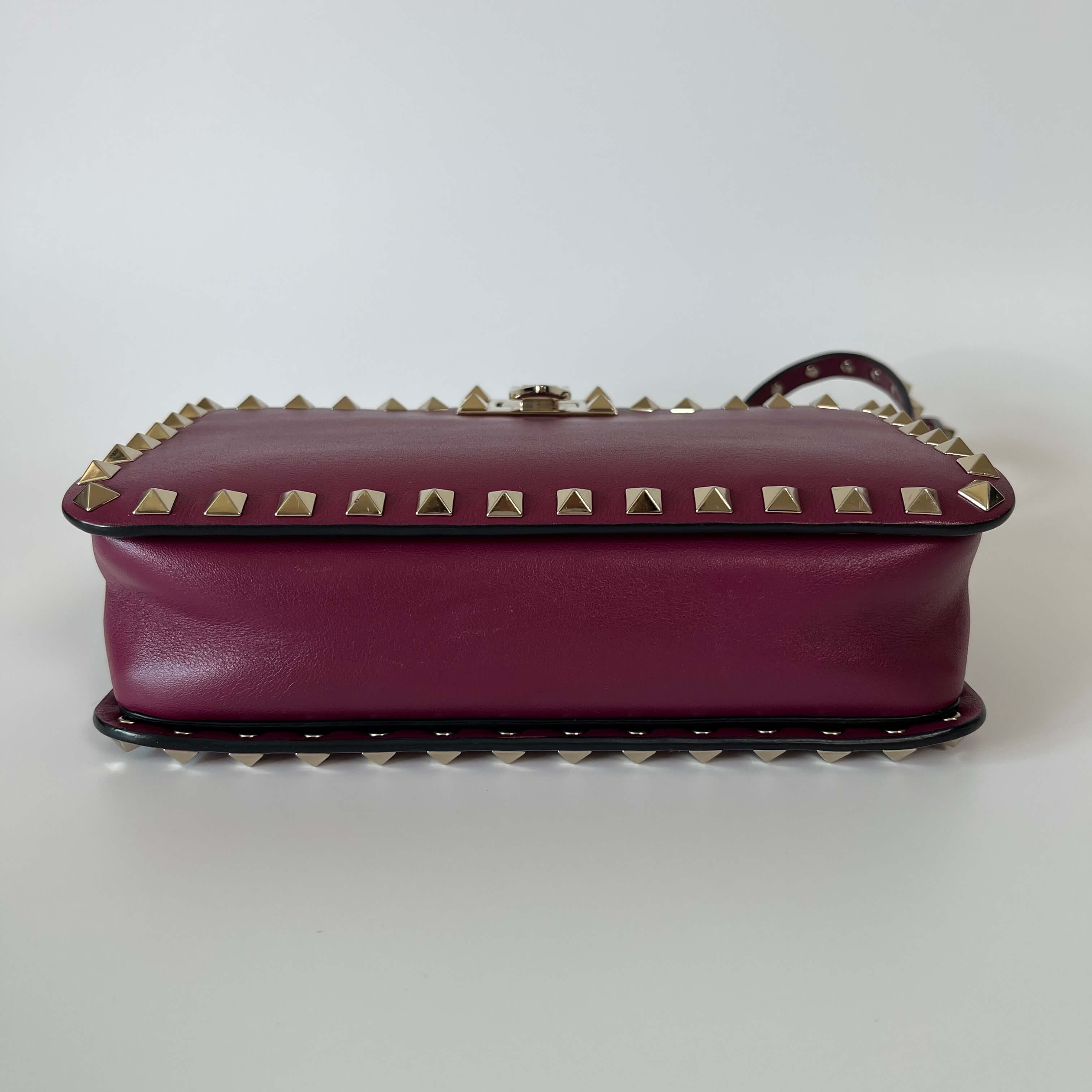 Authentic Valentino Garavani Bag Rockstud Flip Lock Camera Leather
