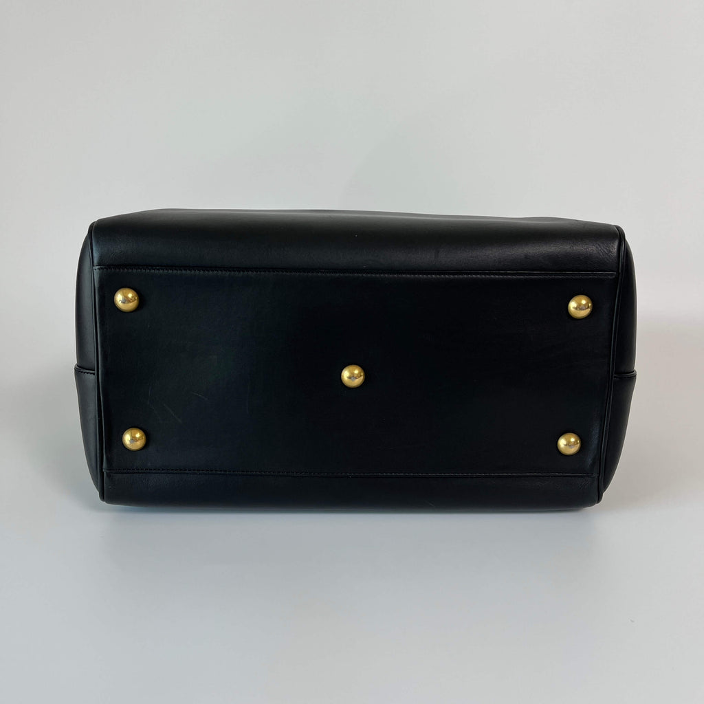 Authentic Saint Laurent Black Leather Duffle 6 2Way Boston Bag