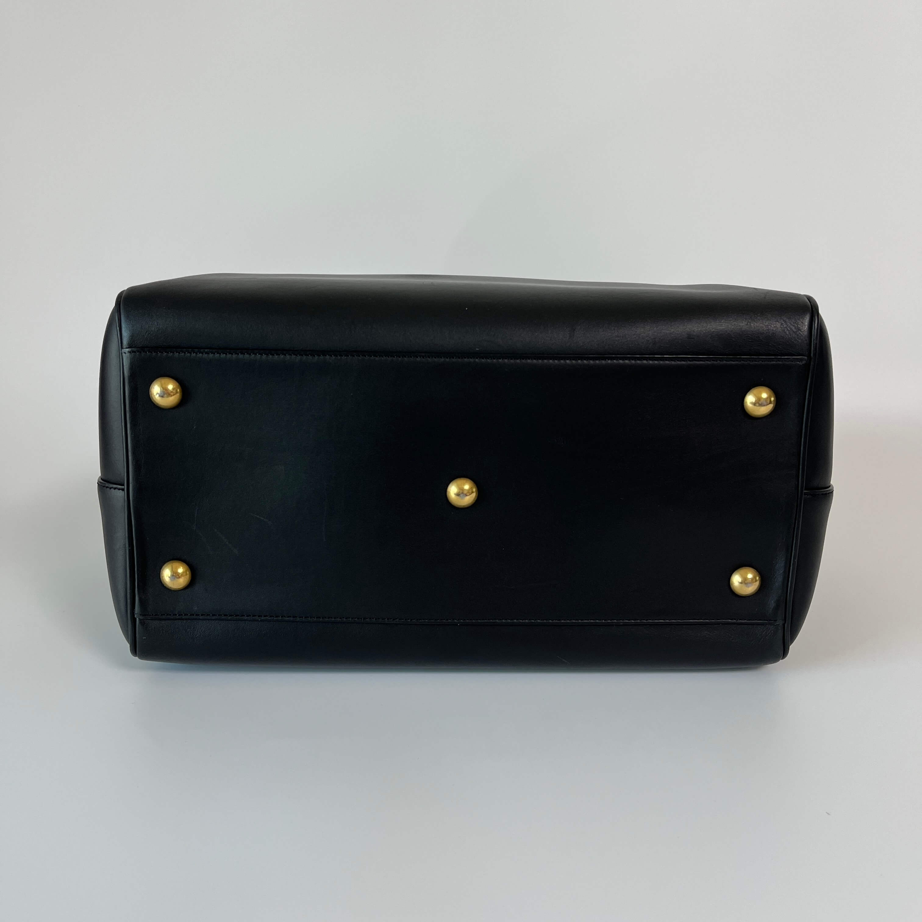 Authentic Saint Laurent Black Leather Duffle 6 2Way Boston Bag