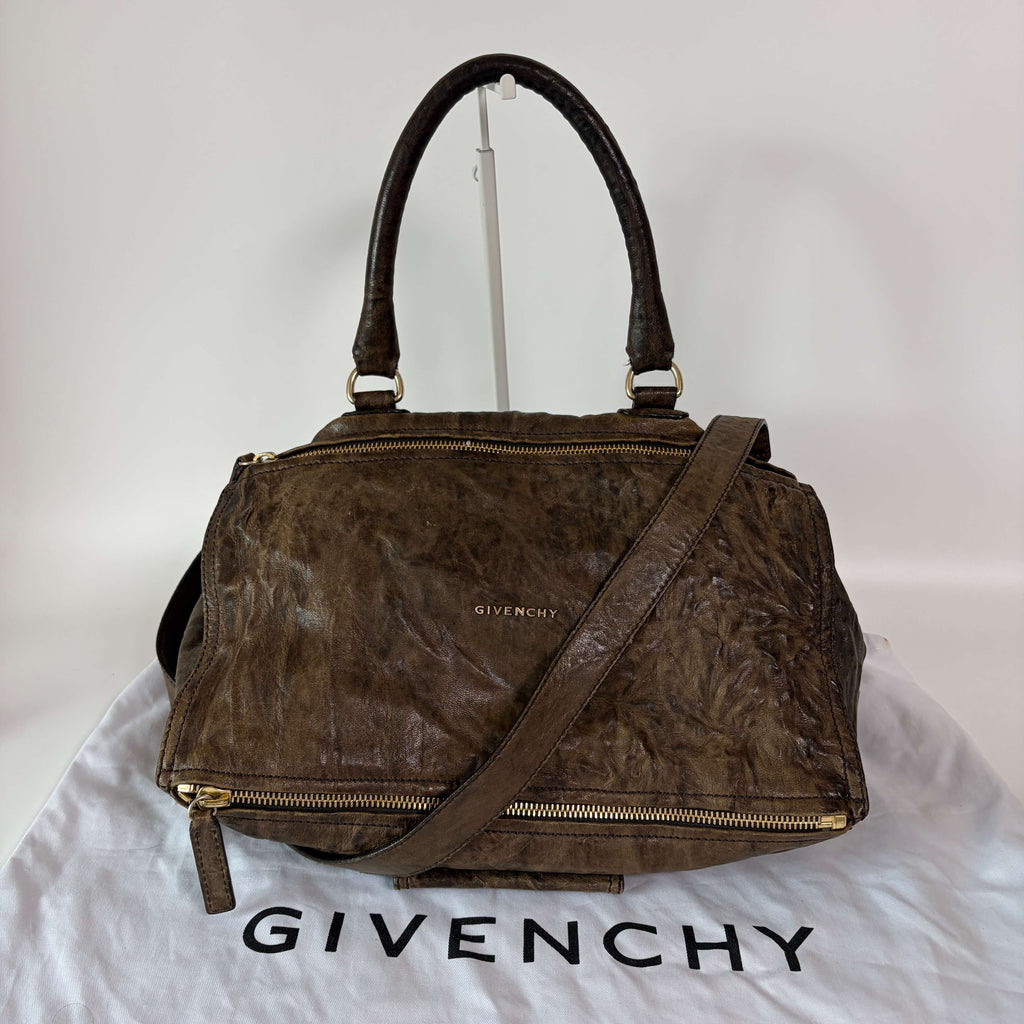 Authentic Givenchy Pandora Large Dark Brown Leather Shoulder Bag