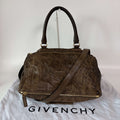 Authentic Givenchy Pandora Large Dark Brown Leather Shoulder Bag