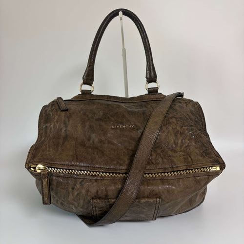Authentic Givenchy Pandora Large Dark Brown Leather Shoulder Bag
