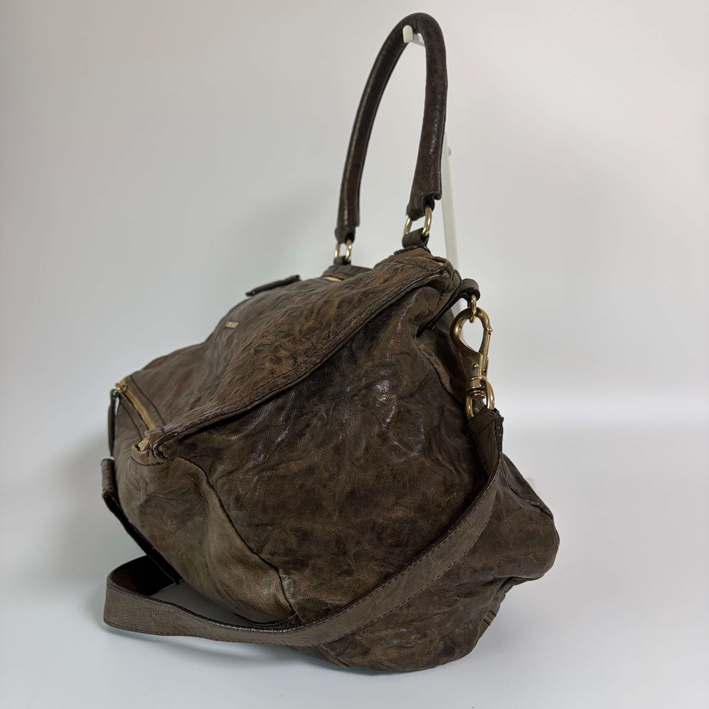 Authentic Givenchy Pandora Large Dark Brown Leather Shoulder Bag