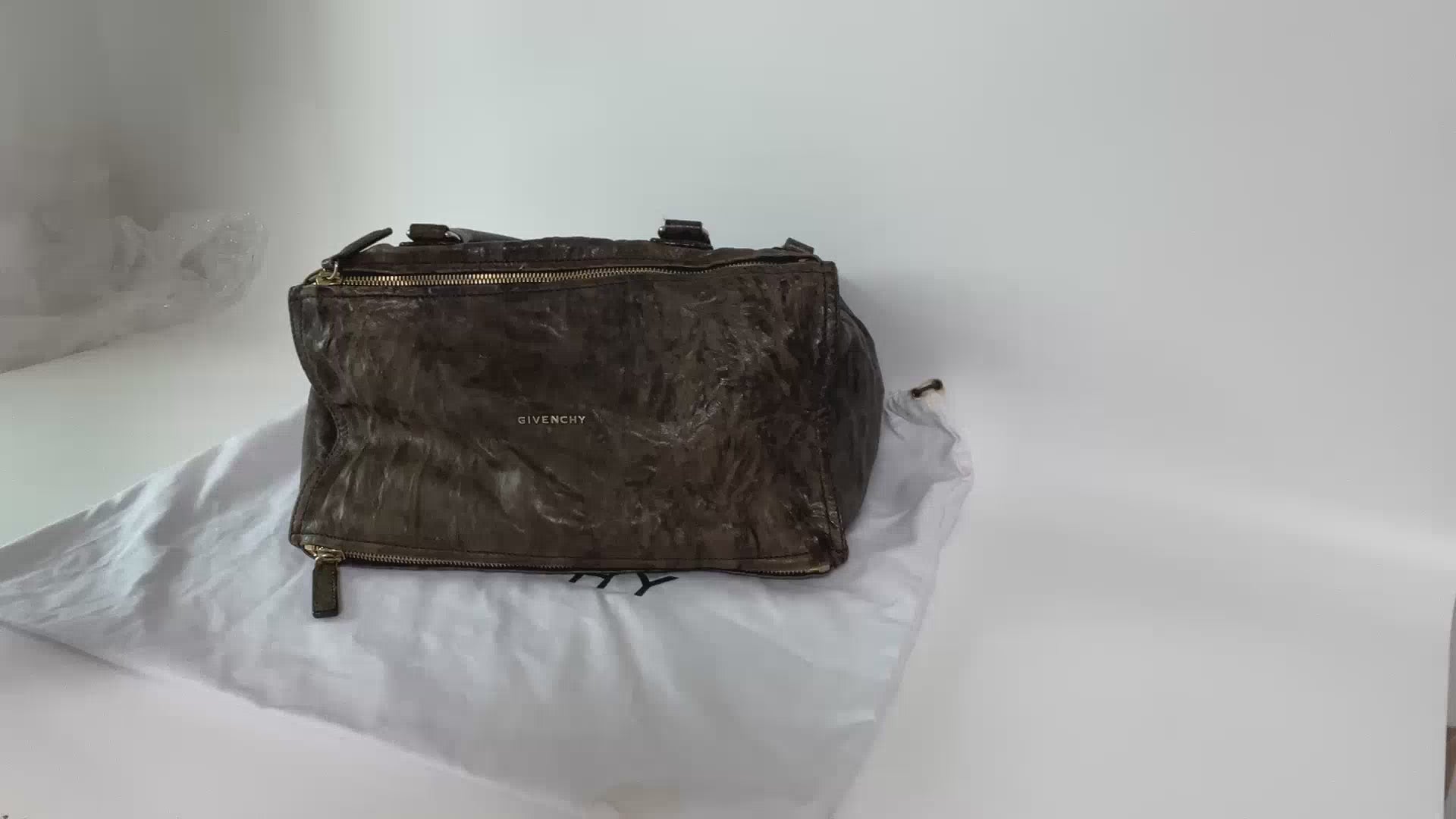 Authentic Givenchy Pandora Large Dark Brown Leather Shoulder Bag