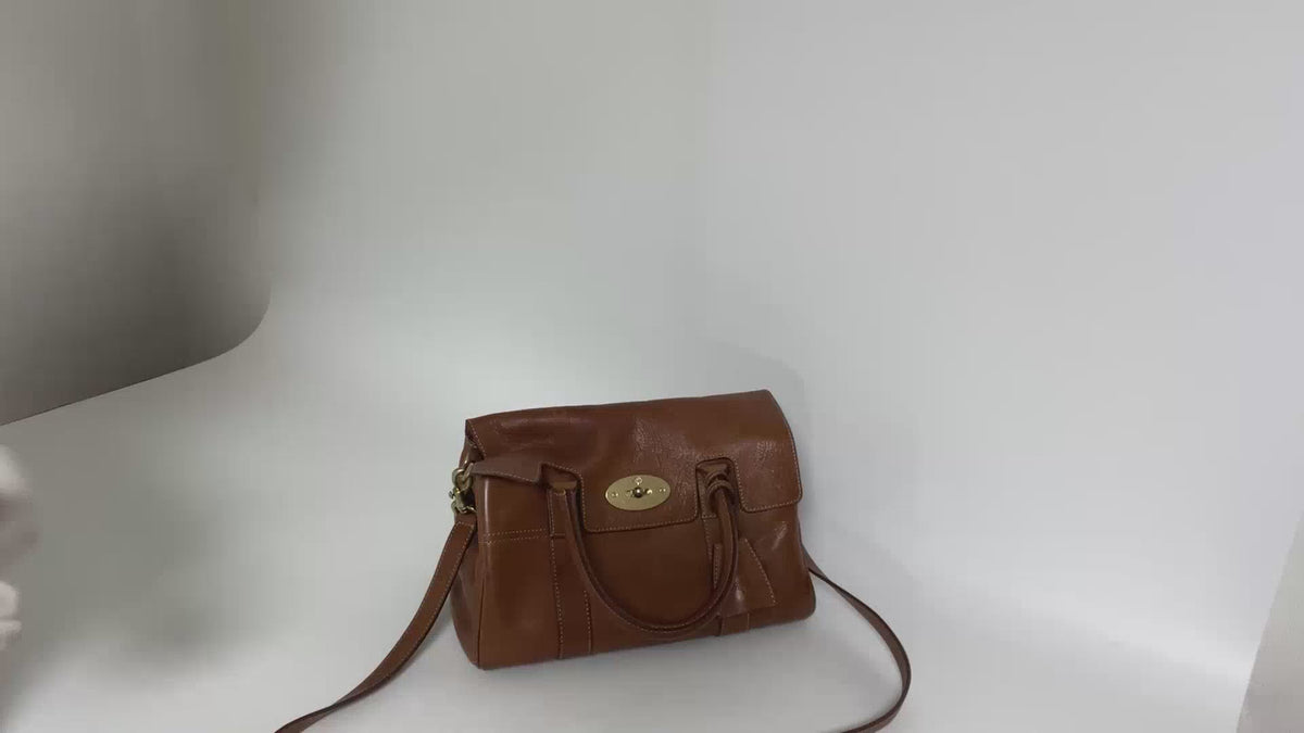 Authentic Mulberry Small Bayswater Satchel natural tan leather bag detailed condition video