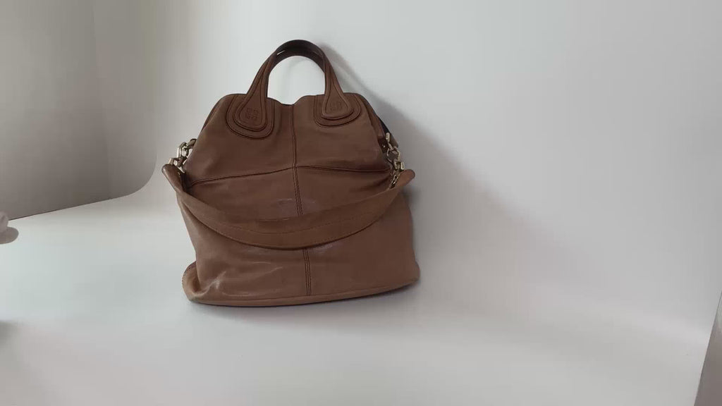 Authentic Givenchy Nightingale Large Shopper Tote Bag Tan Leather
