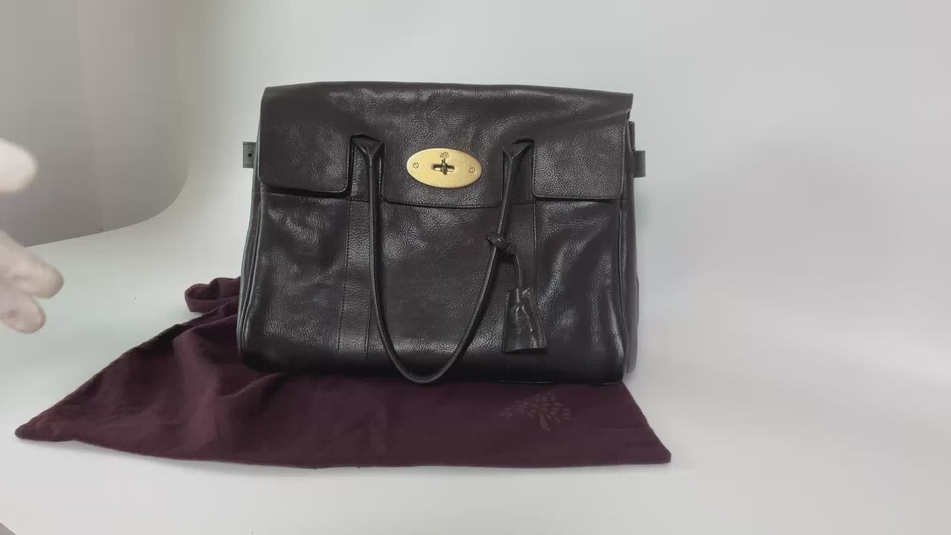 Authentic Mulberry Bayswater Satchel Bag Leather Dark Brown