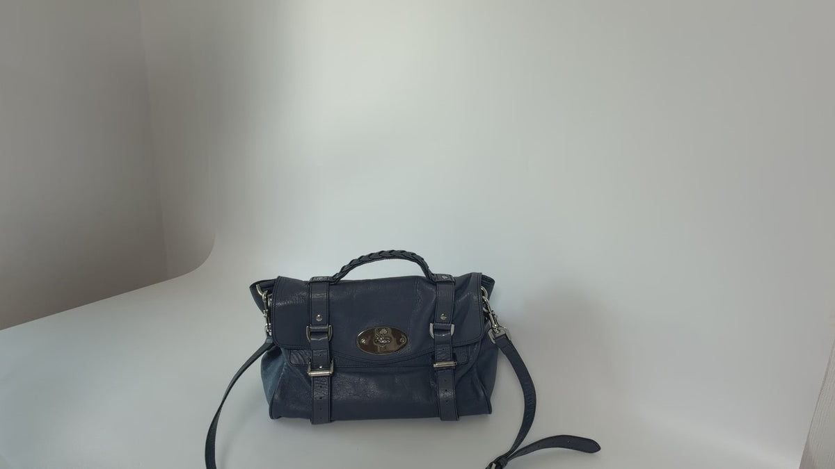 Mulberry Alexa Leather Satchel Bag Navy Blue video