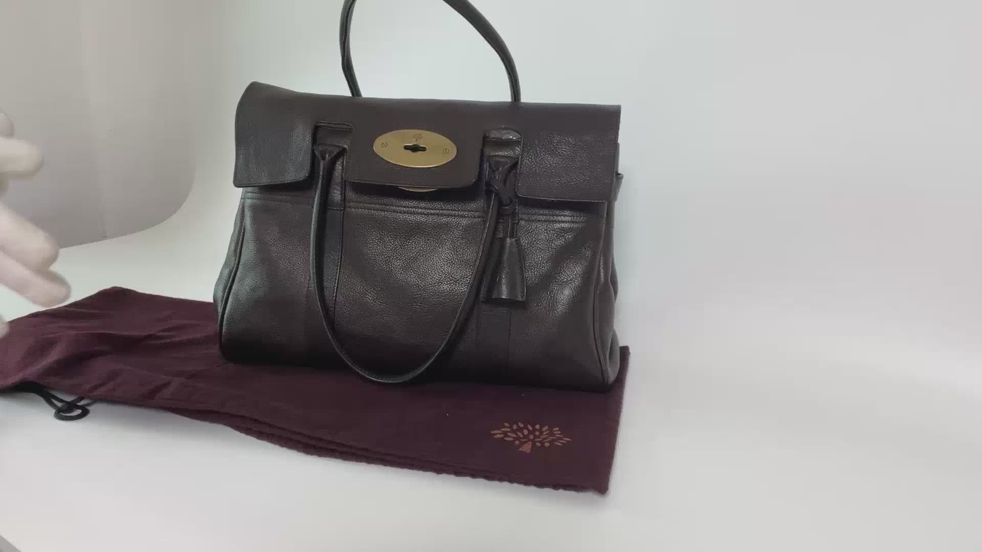 Authentic Mulberry Bayswater Satchel Bag Leather Dark Brown
