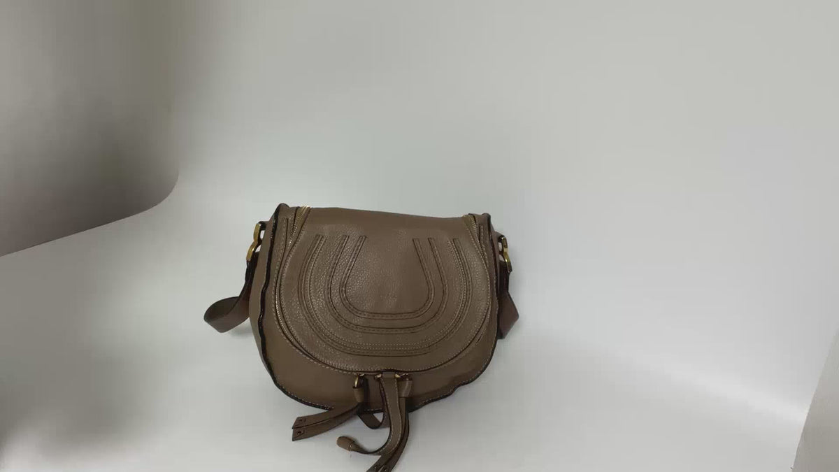 Authentic Chloé Marcie Medium Crossbody Leather Bag Nut Brown video